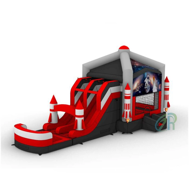 Neue Space Astronaut Rocket Castle Aufblasbare Bouncer Rutsche mit Pool