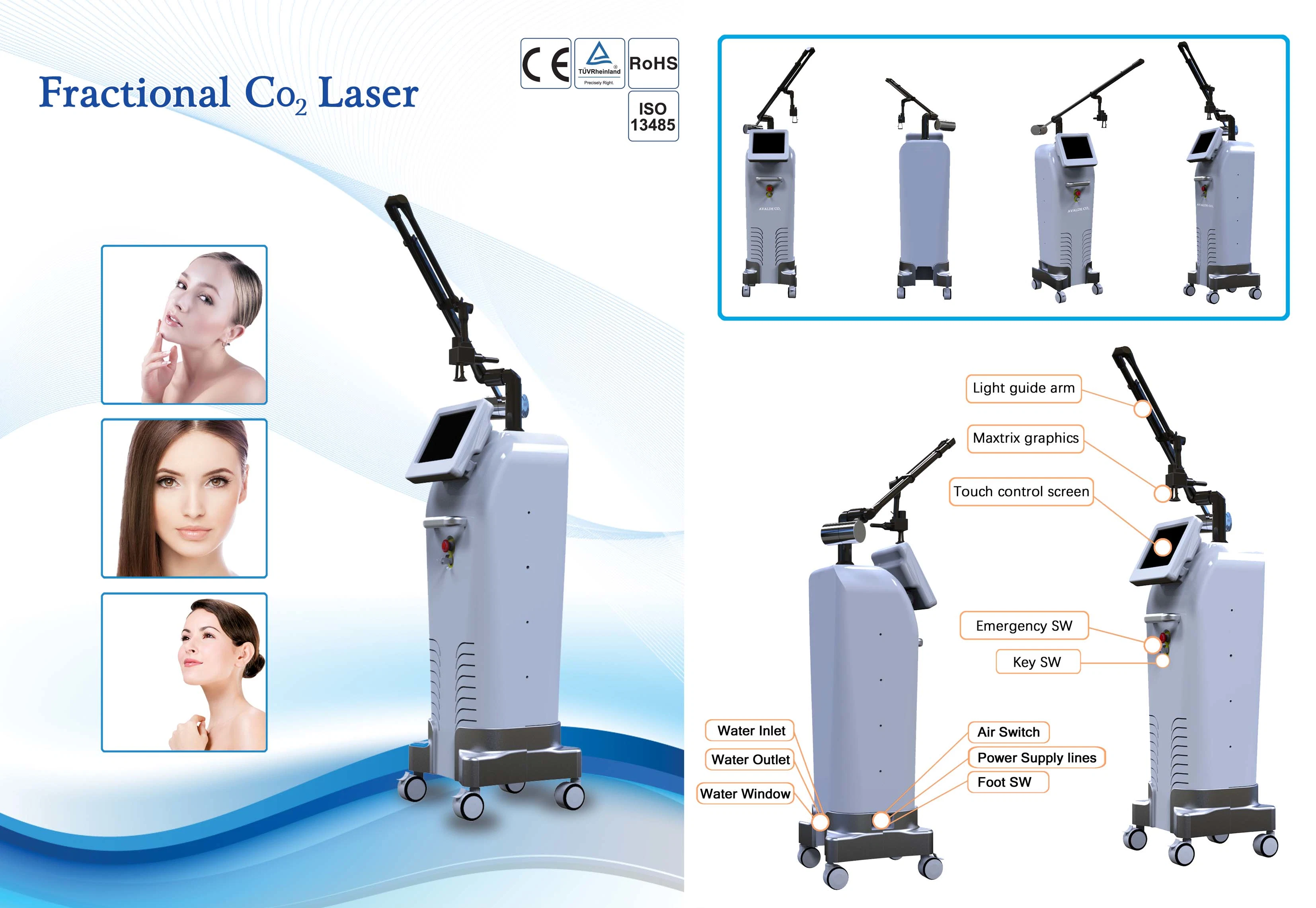 CO2 Laser Thermal Fractional System Stretch Marks Age Spots Acne Scars Removal Tixei Texture RF Heat Thermal Treatment