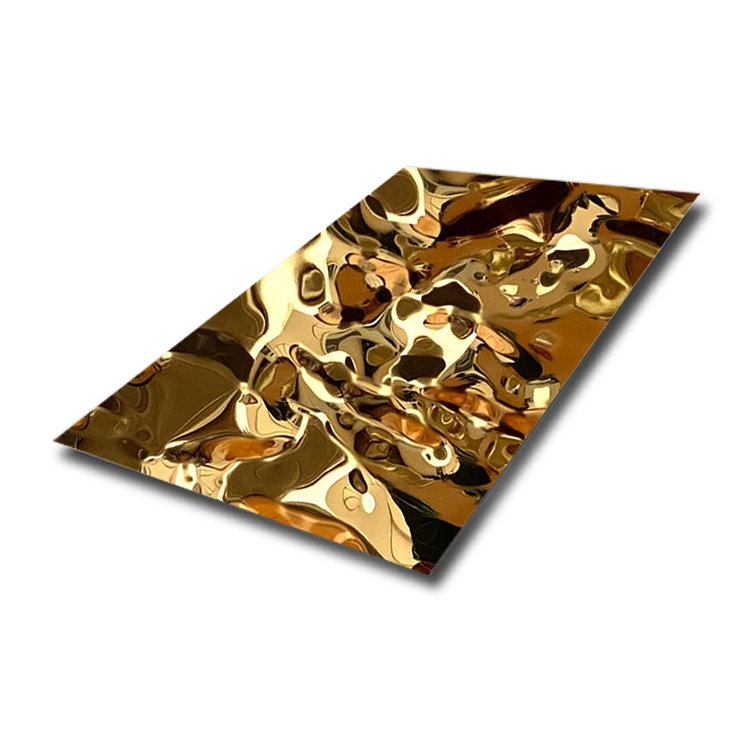 201 304 Silber Gold Farbe Wasser Welligkeit Edelstahl Blatt Blatt für Deckenwand-Panel-Dekoration