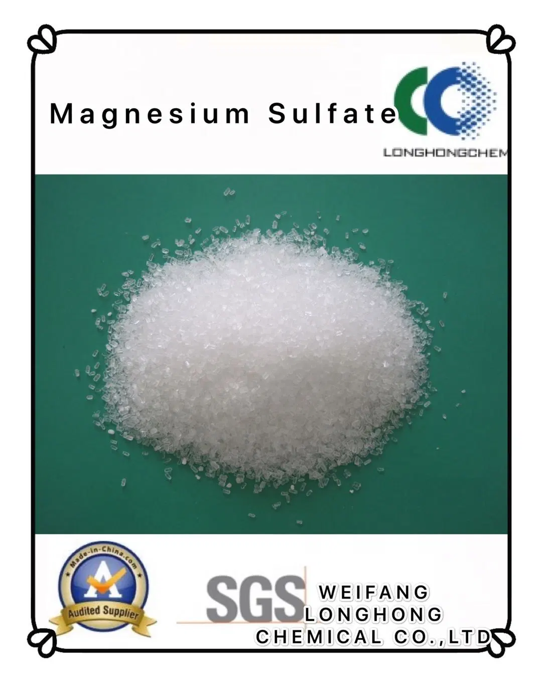 Magnesium Sulfate Heptahydrate, Also Known as Sulfur Bitter, Bitter Salt, Cathartic Salt, Epsom Salt, Is White or Colorless Needle or Oblique Columnar Crystals,