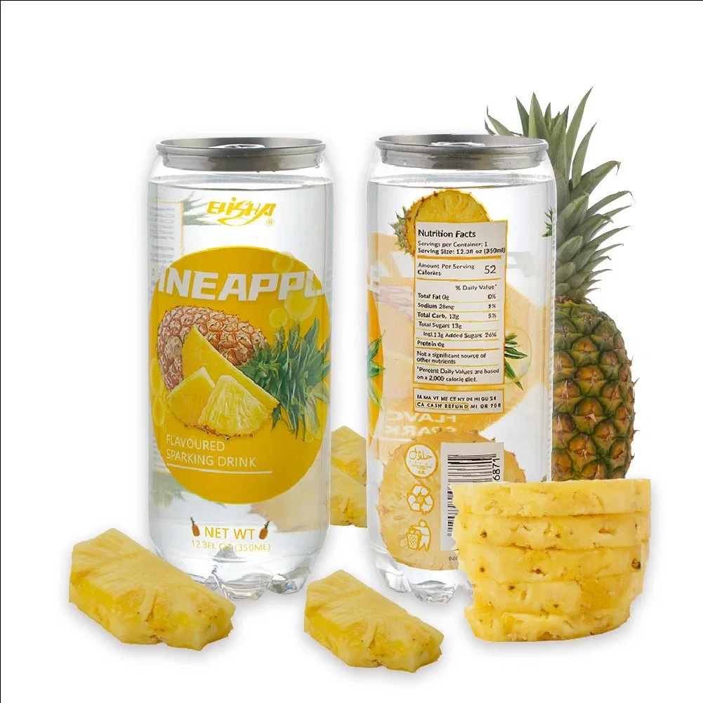 350ml Can Sparkling Carbonated Water with Pineapple Flavor - Customize Label