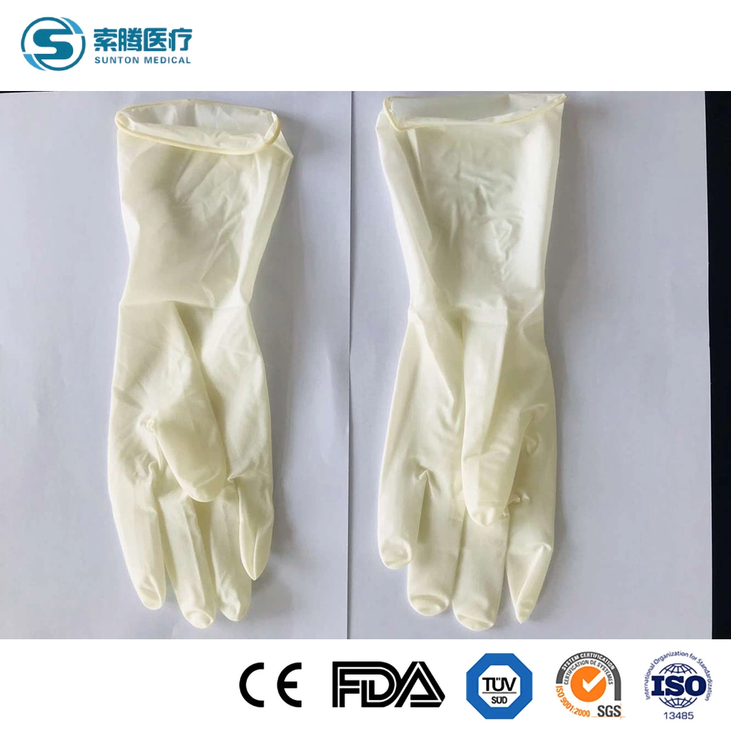 Sunton Hochwertige Latex Op-Handschuhe Puderfrei Op-Handschuhe China White Color Medical Grade Mitten Herstellungs Probe Latex Zur Verfügung Handschuhe