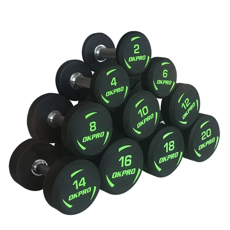 Free Weights Custom Wholesale/Supplier Sport Goods Body Building Round Dumbbell Weightlifting Gym Fitness Equipiment PU Dumbbell