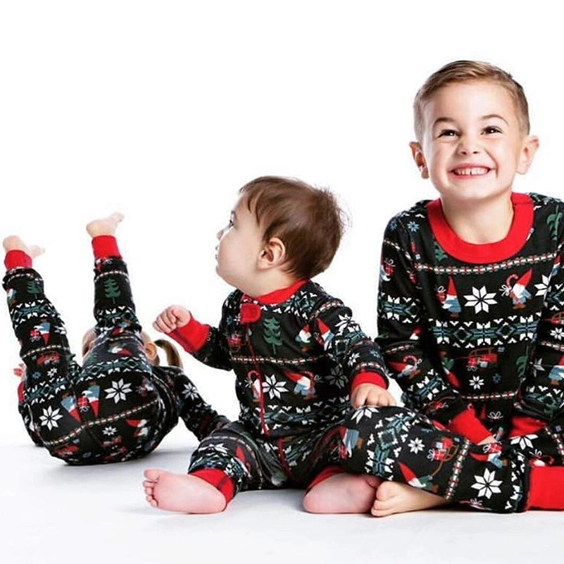 Parent-Child Clothing Whole Family Clothing Spring and Autumn Christmas New Styles Parent-Child Home Clothing Suit Pajamas Wholesale