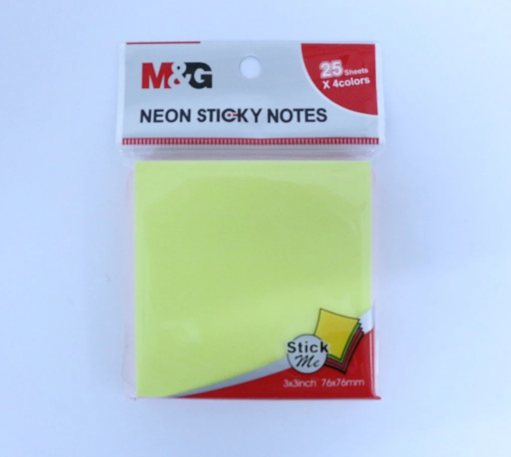 M&G 76X76mm 3"X3" Offset Paper Adhesive Sticky Note Memo Pad 100 Sheets (25sheets X 4colors)