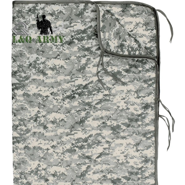 Camo Poncho Liner with Zipper Military Blanket Cover Woobie