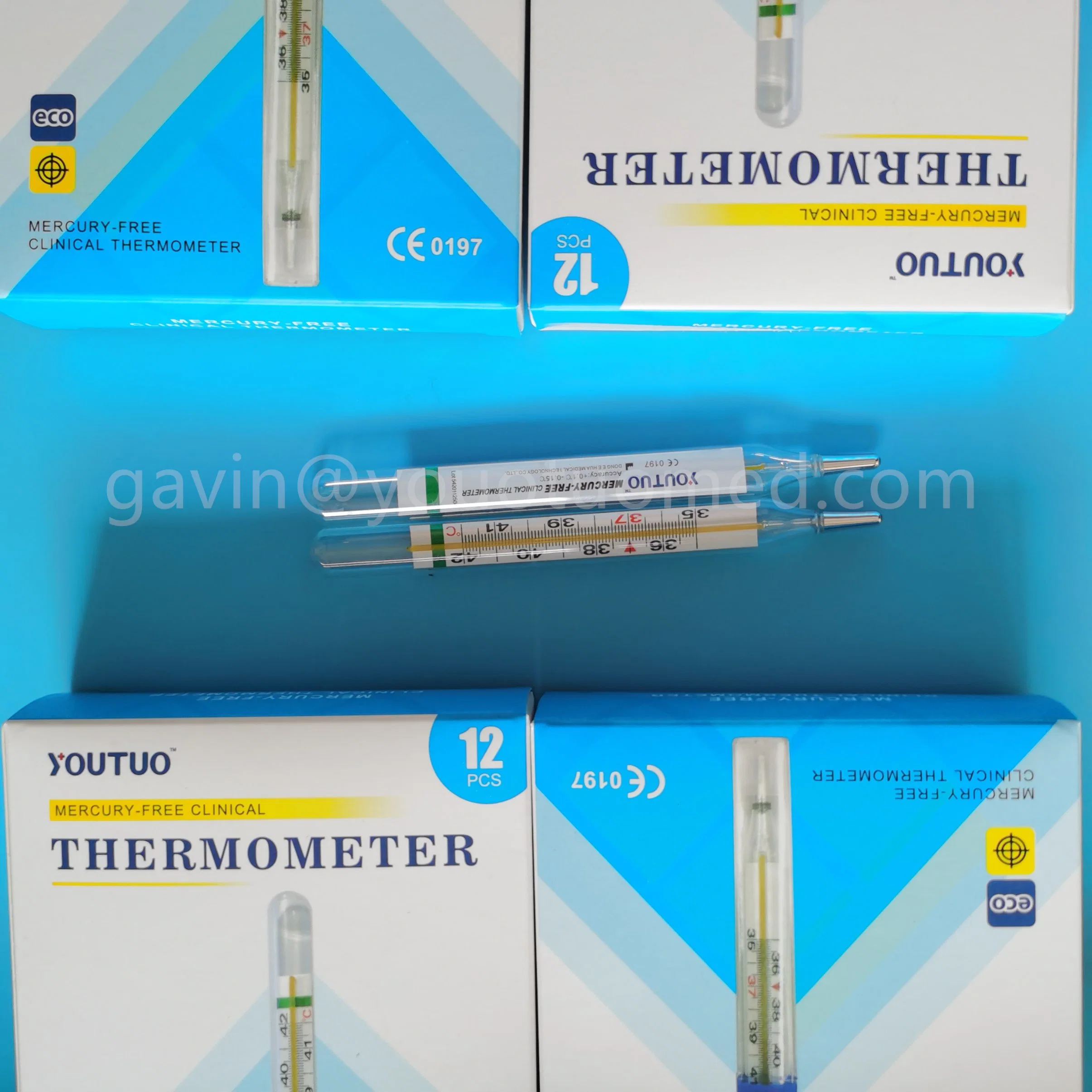 Mercury-Free Glass Thermometer Armpit Clinical Thermometer Hospital Pharmacy Medical Mercury 12PCS Packing