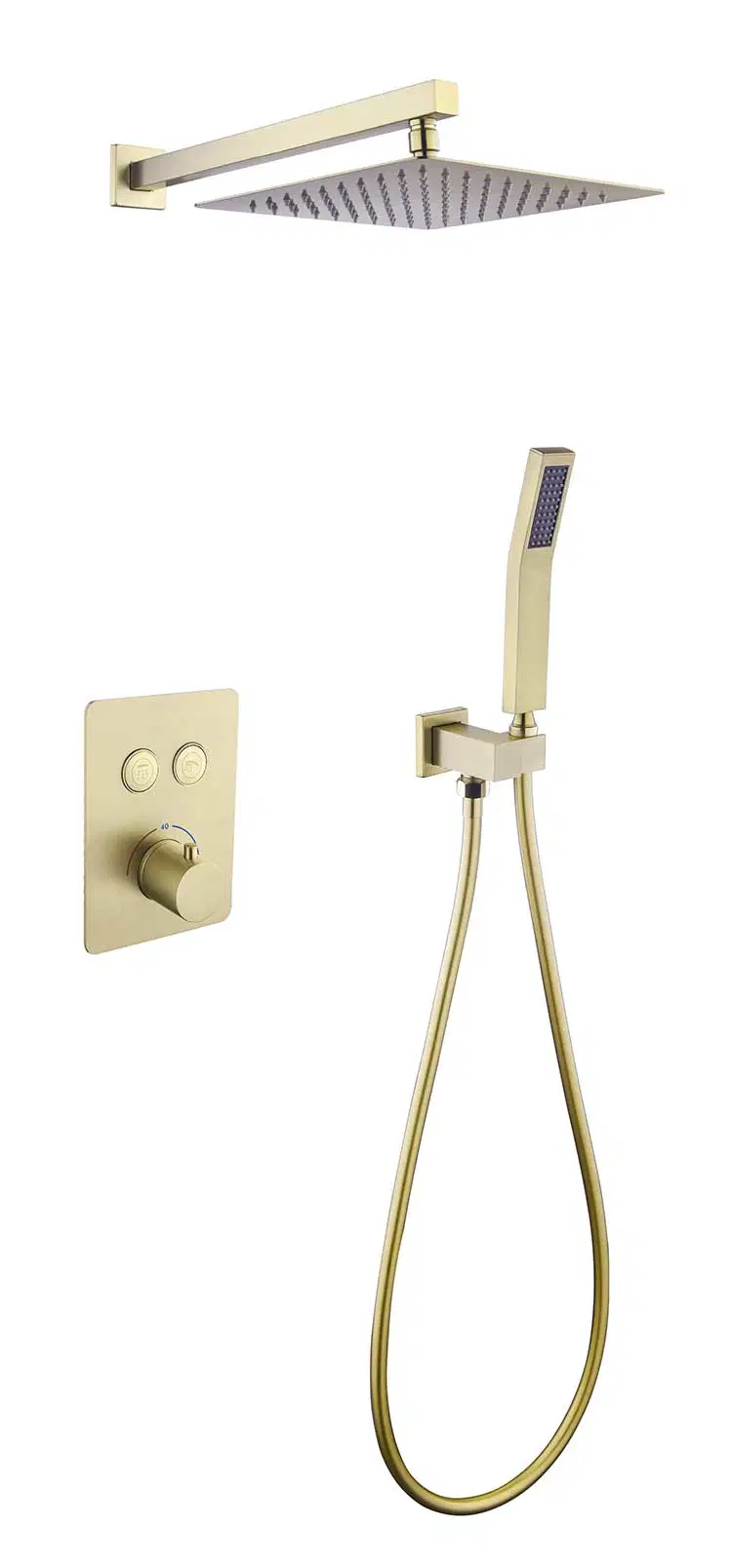 North American Styles Concealed Wall Mounted Square Round Handheld Shower Mixer Double Functions Chromed and Matt Black Gold Color