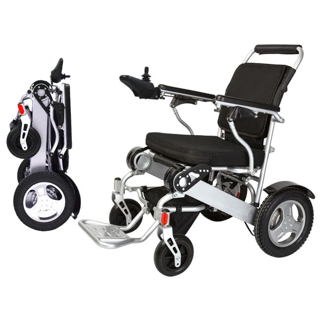 Economic Steel Electric Wheelchair with Foldable Backrest and Detachable Footrest