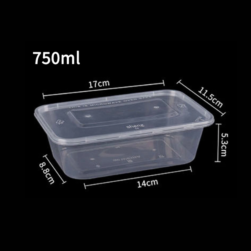 BPA Free Disposable 750ml Microwave Plastic Food Container PP Takeaway Box with Lid