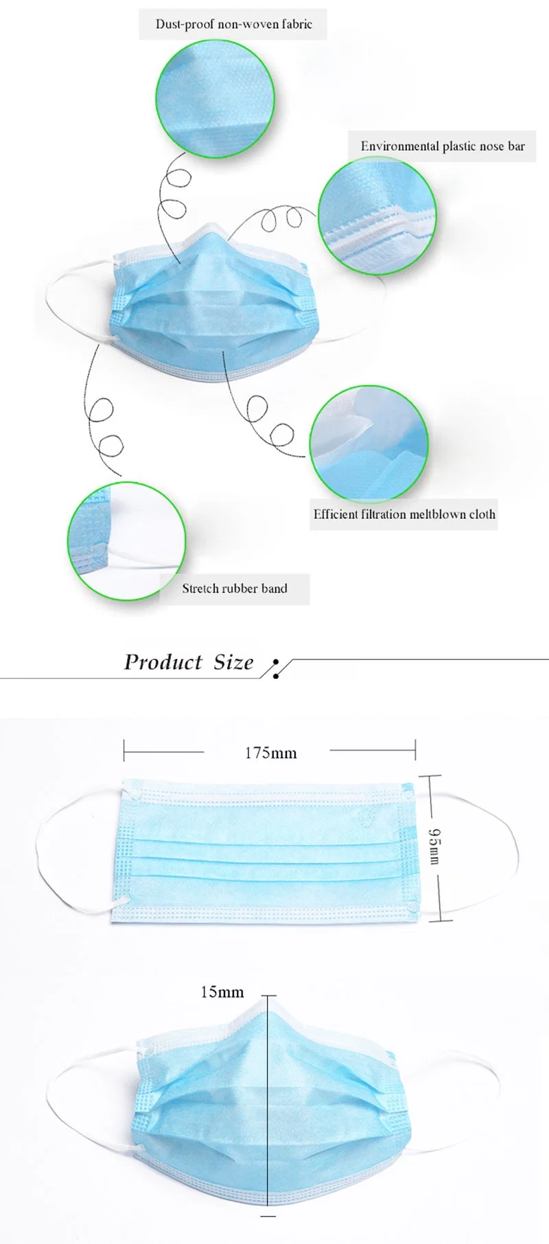 Blue Disposable 3ply Non Woven Surgical Medical Face Mask Approved for Home Office Hospitalshot Sale Products7 Buyers