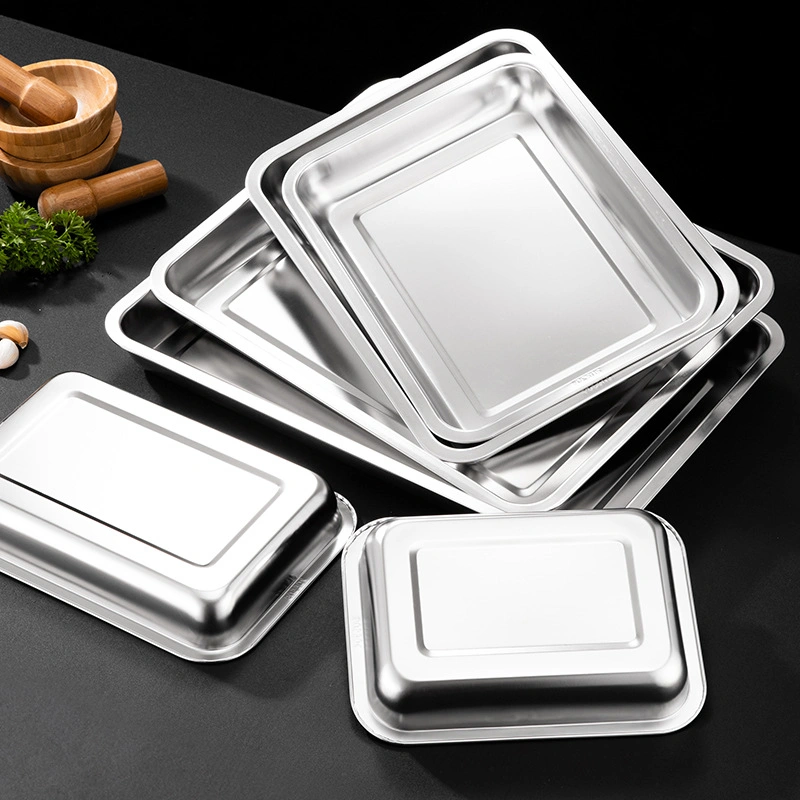 Stainless Steel Baking Tray Restaurant Kitchen Food Serving Tray Fruit Vegetable Drain Tray