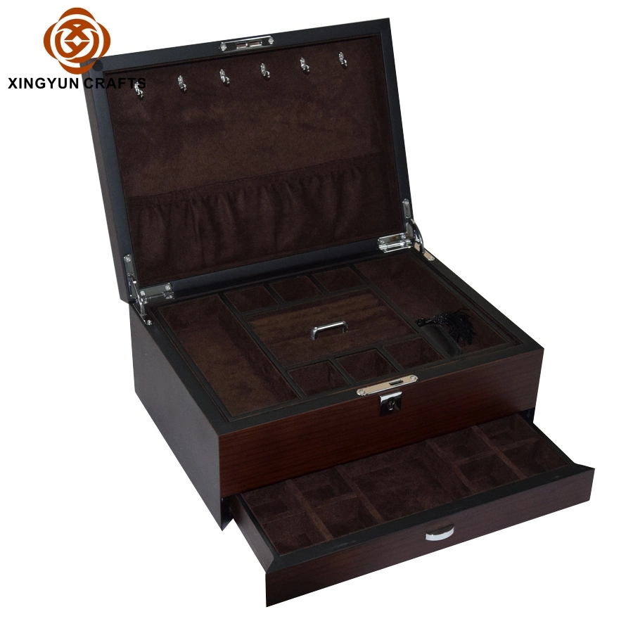 Luxury Wooden Craft Gifts Jewelry Case Large Capacity Gift Package Organizer Box 3 Layers Drawer