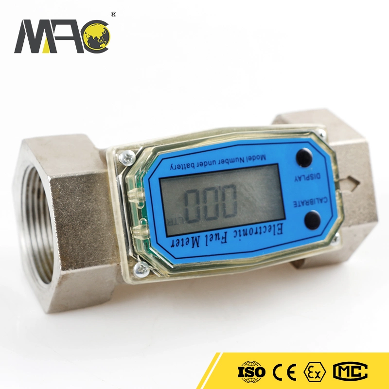 Débitmètre à turbine numérique, affichage LCD numérique de 1 pouce avec compteur NPT pour pompe à carburant à gaz, huile, diesel pour mesurer le diesel, le kérosène, l'essence.