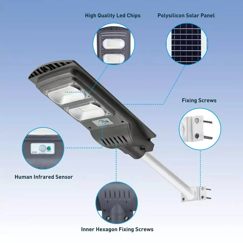 Водонепроницаемый чехол для установки вне помещений 60W 80W все в одном из солнечной светодиодный индикатор на улице встроенный датчик движения лампа