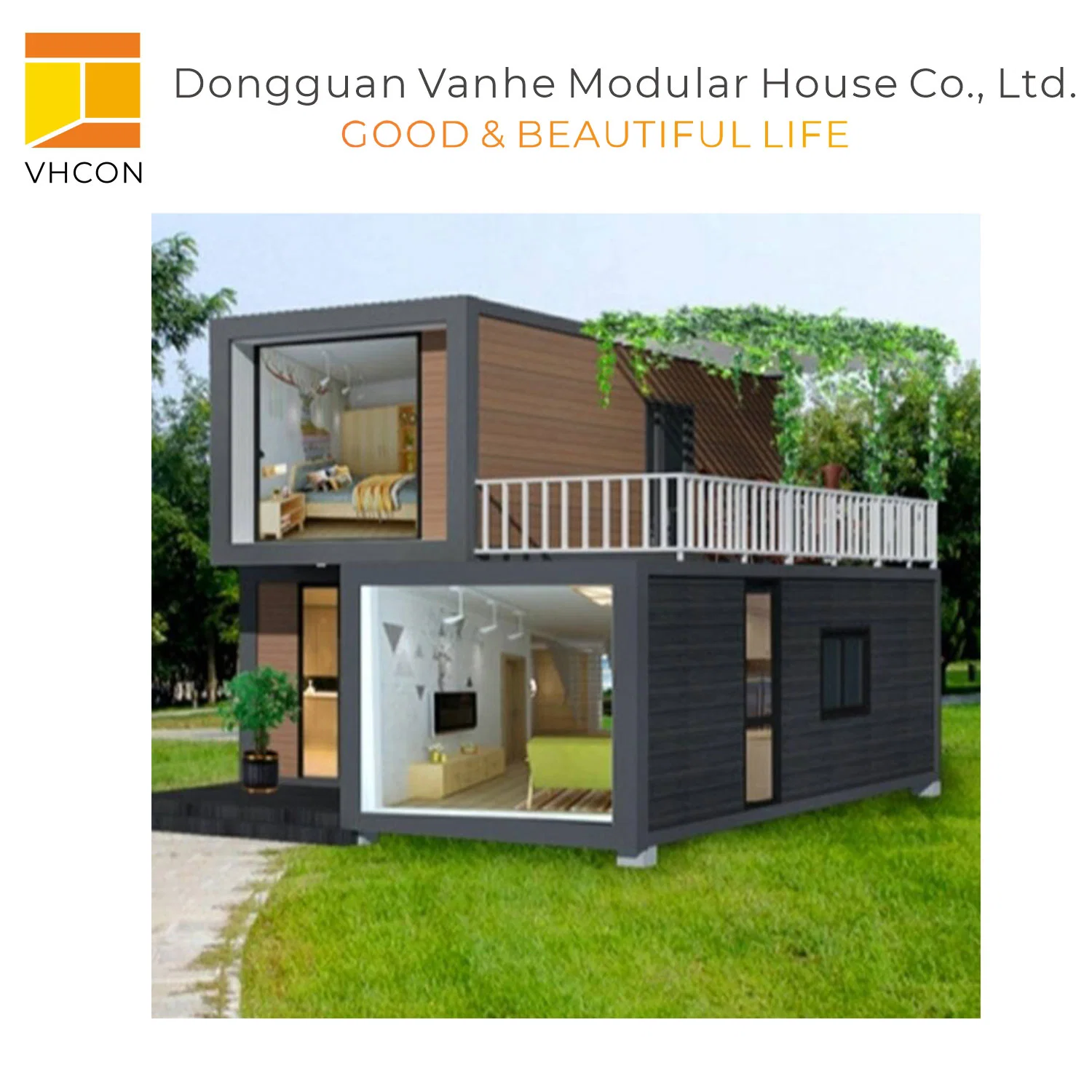 Montaje sencillo diseño Godown 2 Dormitorios Casas prefabricados