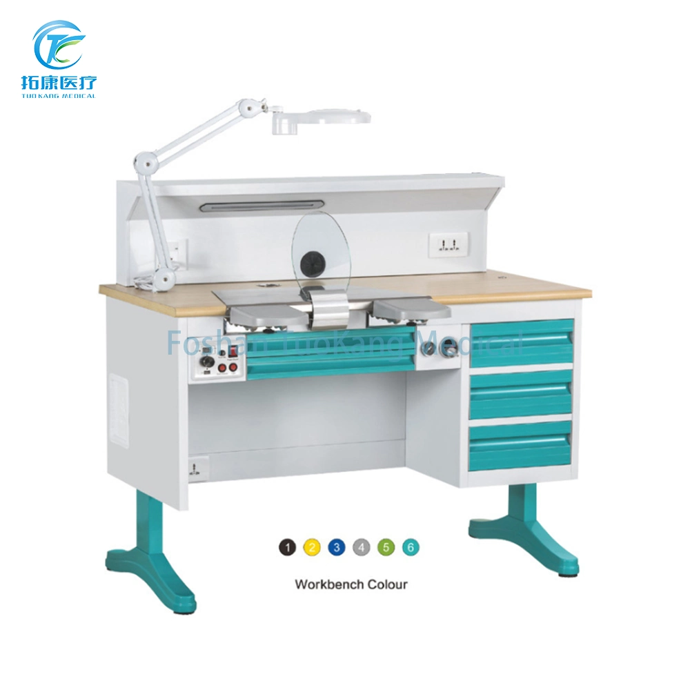 Equipamento de trabalho de mesa de bancada com equipamento de laboratório para aplicações dentárias e iluminação para venda 1,2 m.