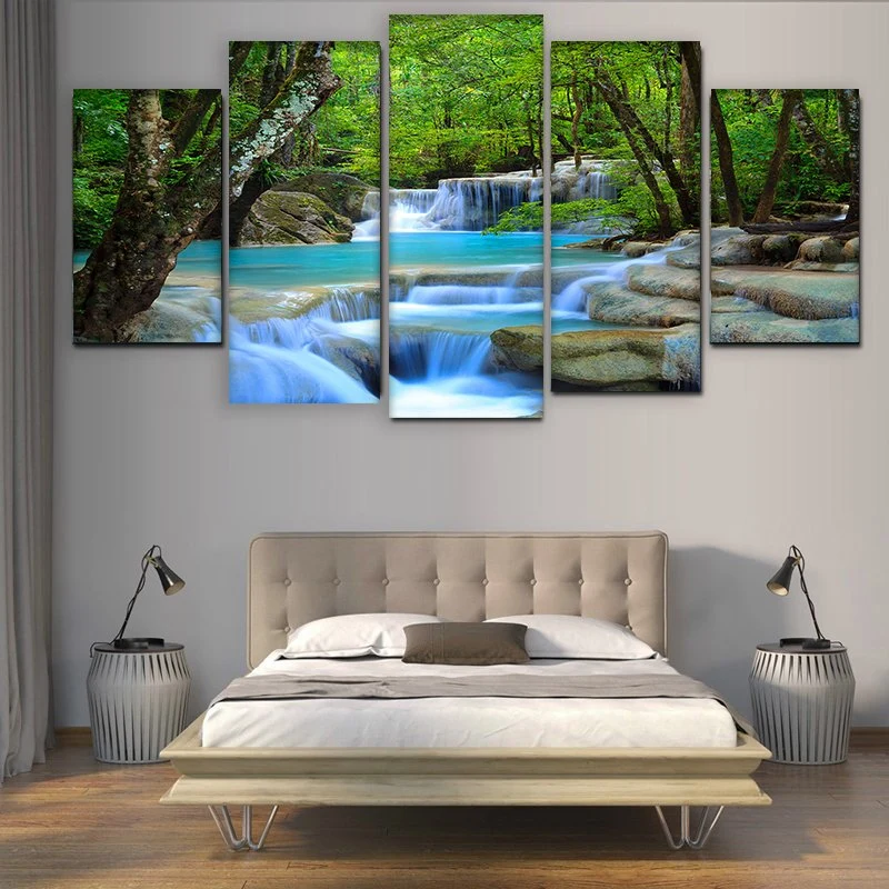 High quality/High cost performance  Custom Wall HD Print on Canvas with 5 Pieces