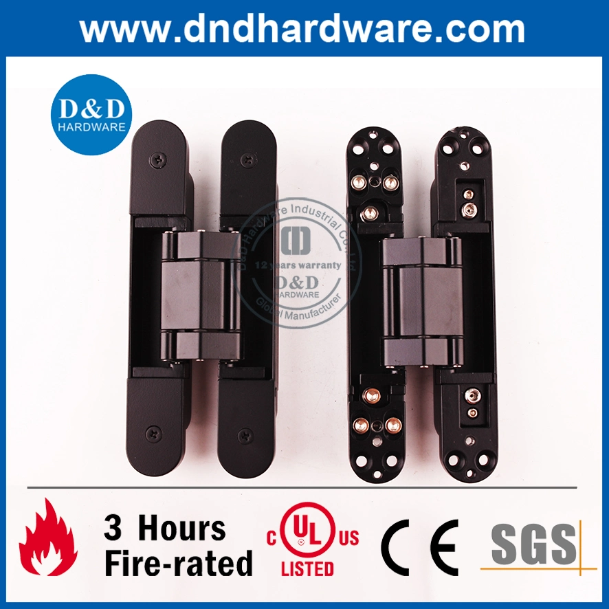 Building Door Hardware Zinc Alloy Matte Black Lid 3D Adjustable Concealed Hidden Hinge for Commercial Internal Door