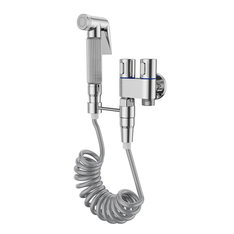 Toilet Angle Valve Flush Spray Gun Faucet Check Valve Double Water Outlet Companion Toilet Water Valve with Gun Nozzle Washer
