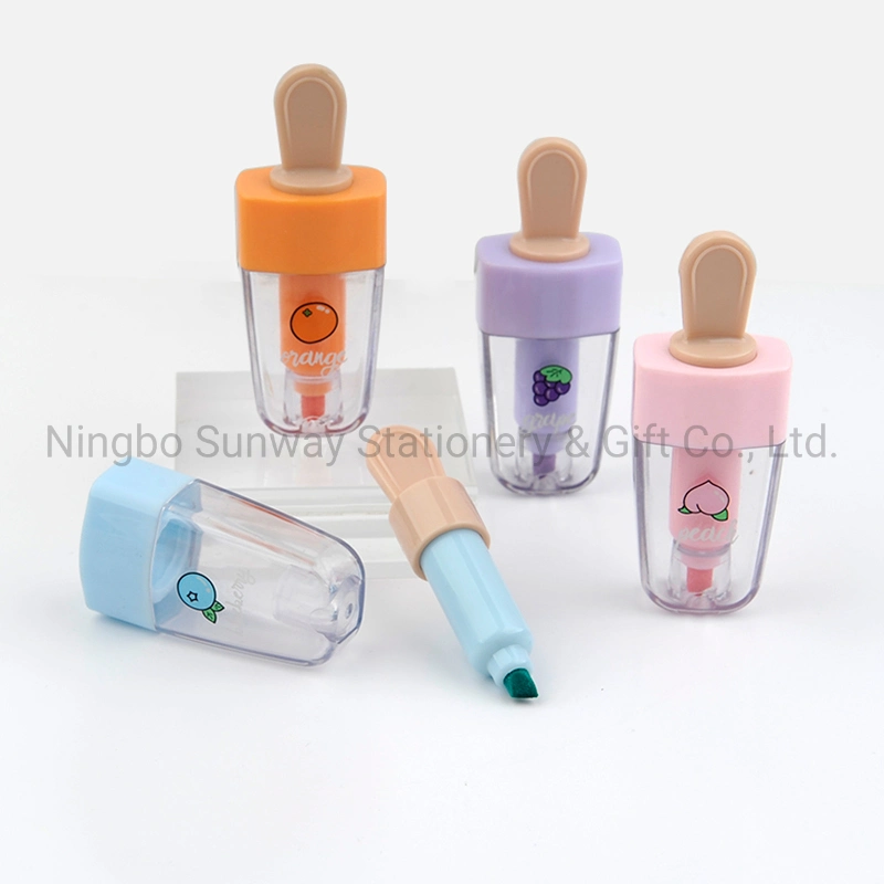 Fancy Cute Ice Cream Shape Mini Fluorescent Highlighter Marker Pen for Kids