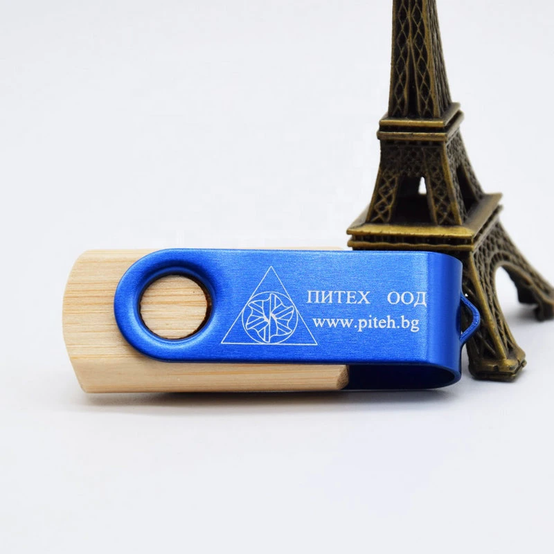 Factory Wholesale/Supplier Classic Wooden Swivel USB Flash Drive with Color Clip with Customized Logo