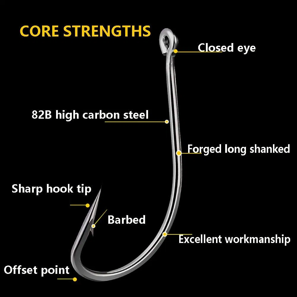 Forged Long Shanked Fishing Hooks Stainless Steel Fishing Hook for Saltwater Freshwater, Circle Octopus Fishing Hooks