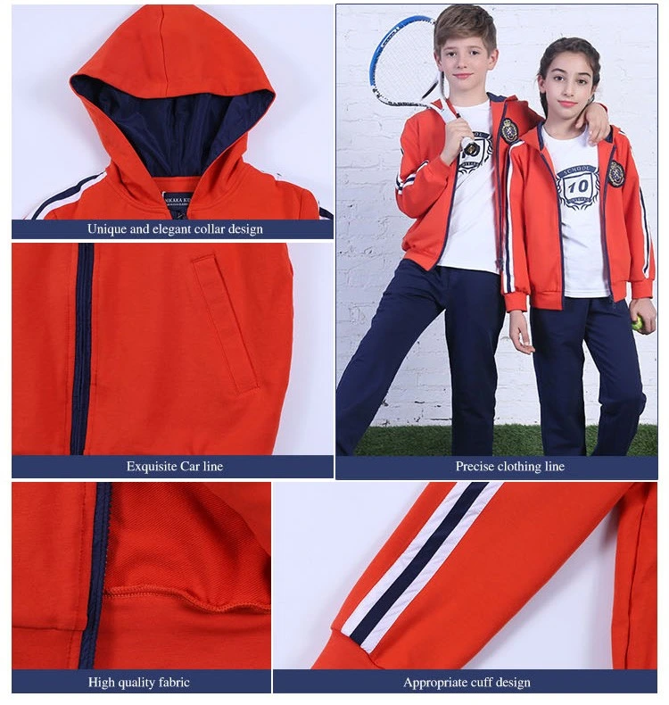 École primaire uniforme Etudiant vêtements de sport enfant combinaison de survêtement