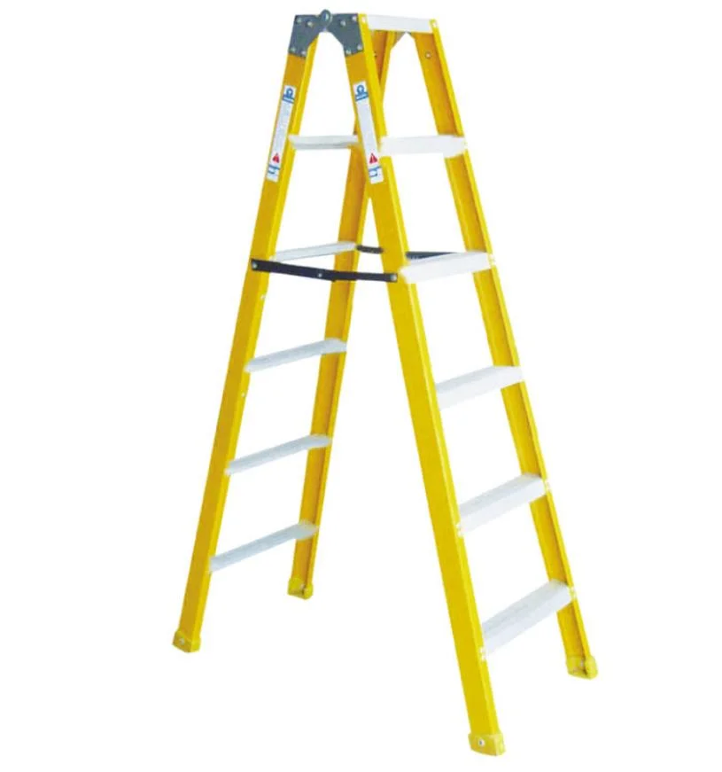 Warehouse Safety Assured Fibreglass 6 7 8 Step with Platform Combination Industrial Ladders