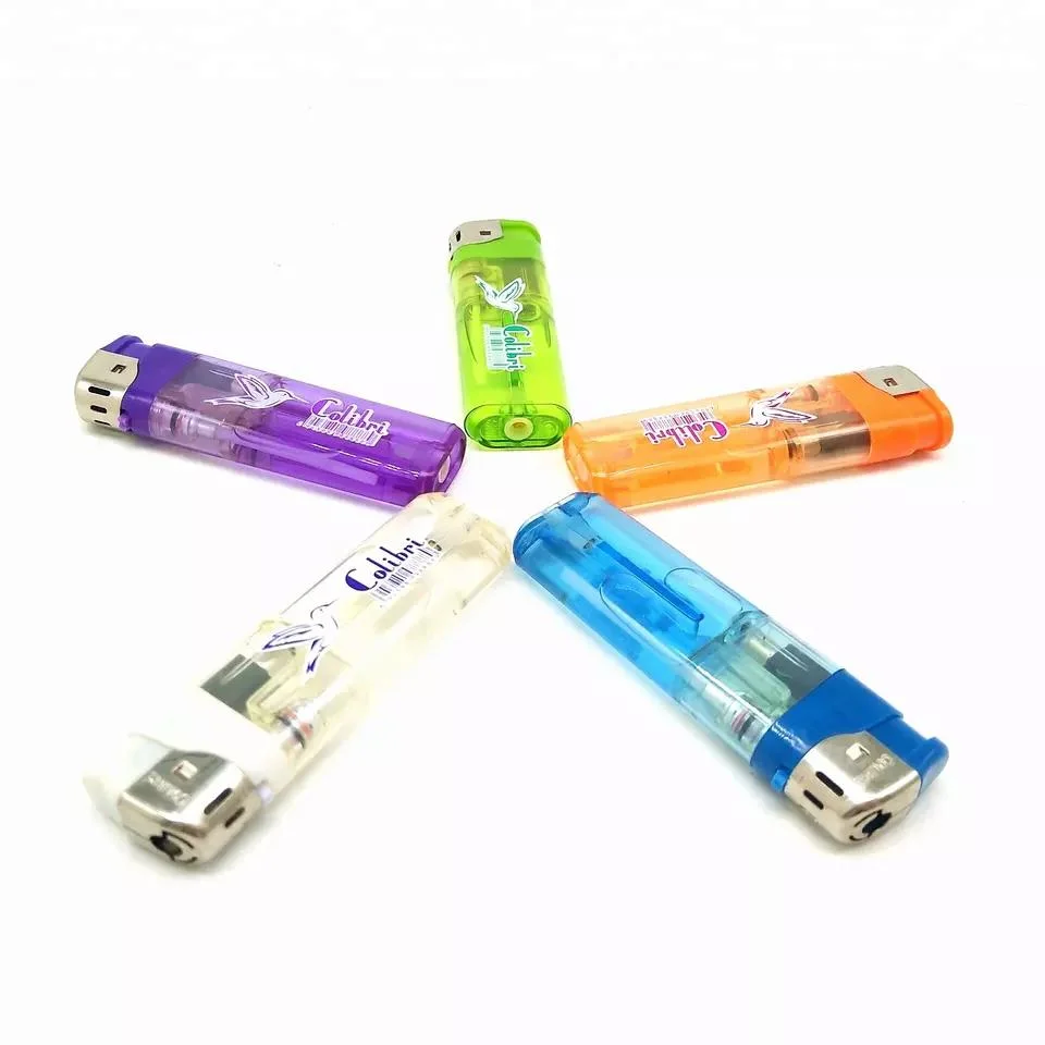 Good Quality and Bigger Size Transparent Color Electronic Lighter Cigarette Plastic Encendedores Lighter