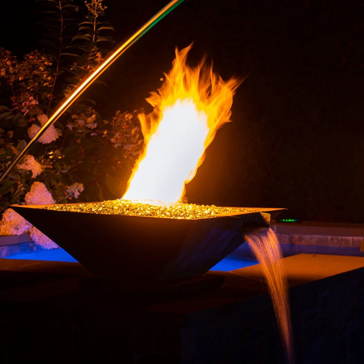 Gas Metal Firepits jardín al aire libre con la caída de agua