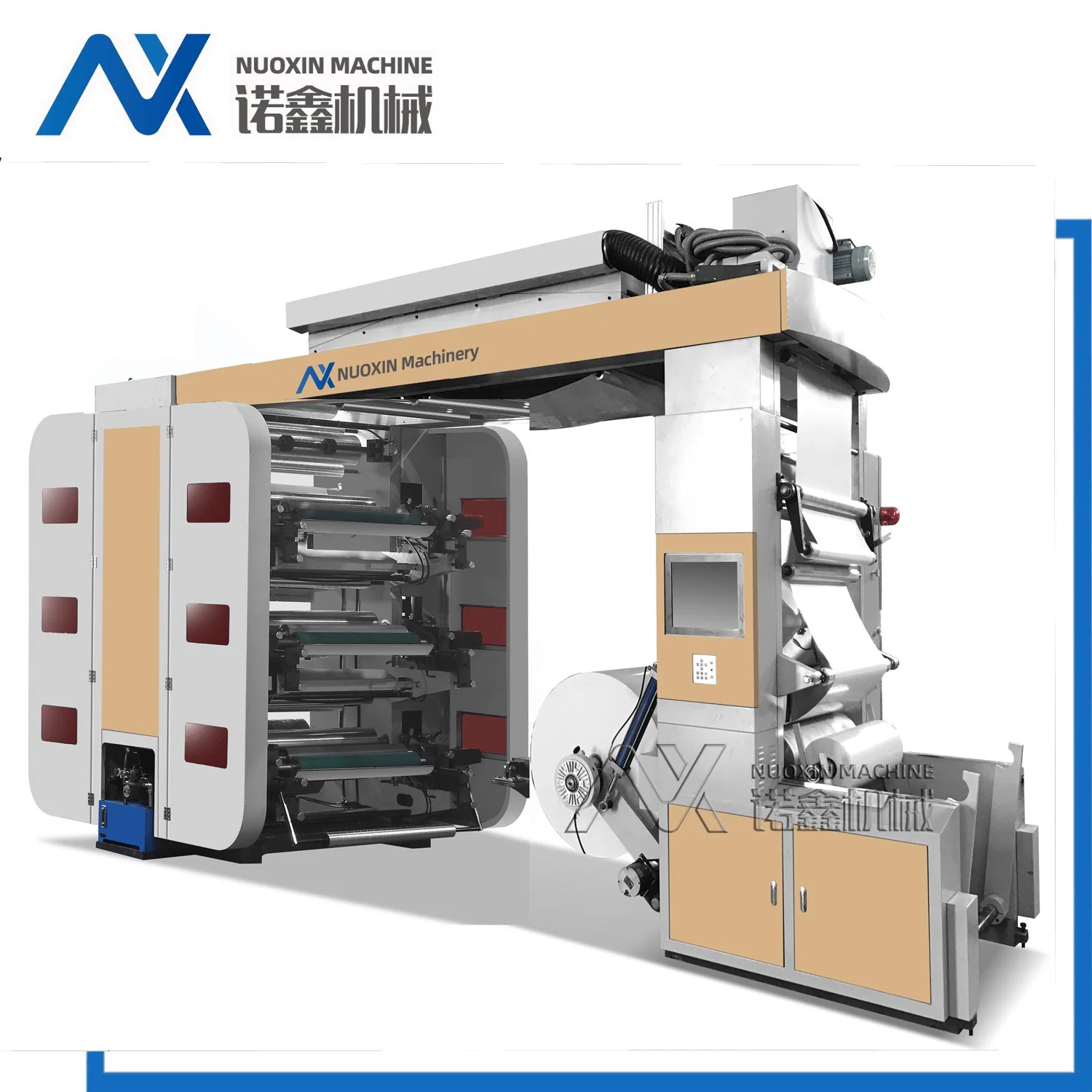 6 Colors Plastic Film/PE/HDPE/LDPE/Pet/PVC/Shrink Film Flexographic Printing Machinery (NuoXin)