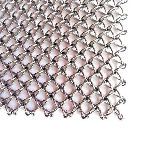 Metallic Aluminium Mesh Fabric Metal Mesh Cloth Curtain Chain Link Mesh for Exhibition Halls Divider