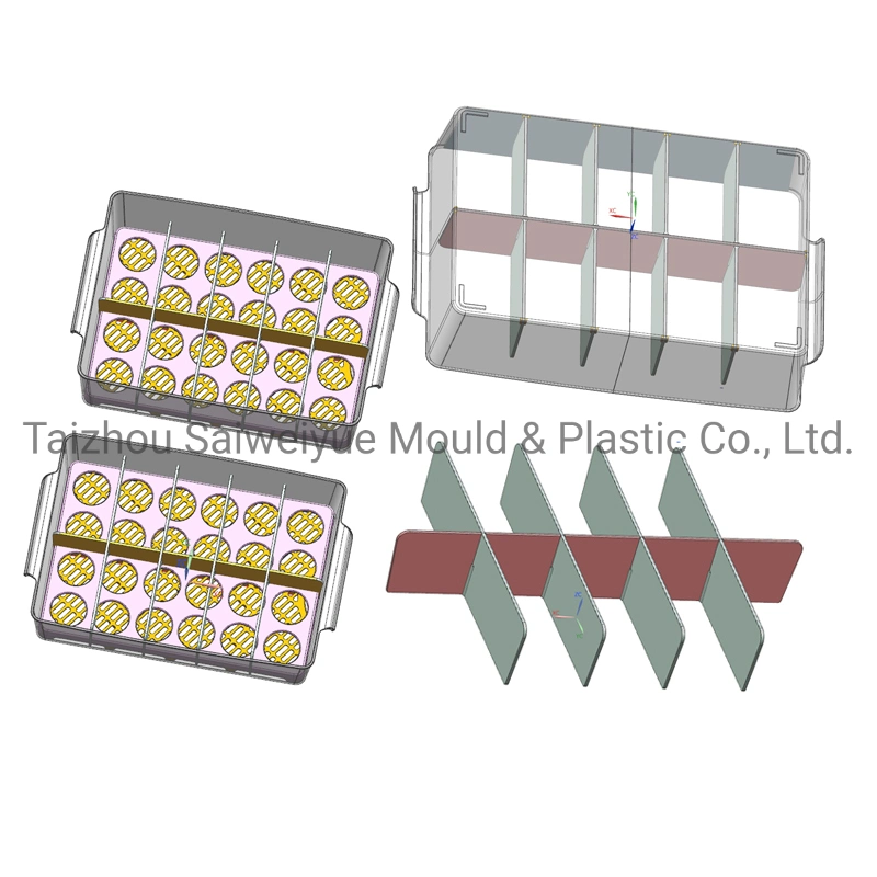Divide los contenedores vegetales cereales del molde de moldeo de caja de almacenamiento independiente Easy-Taking bebidas nevera organizador molde de inyección de plástico