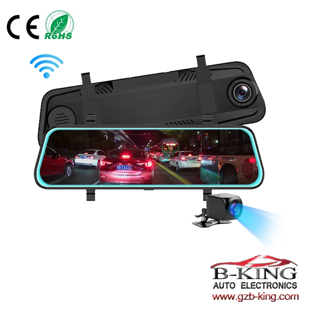 9.6 Inch Full Touch Screen HD1080p 170 Degree View Angle Stream Dual Lens Car Dash Camera DVR