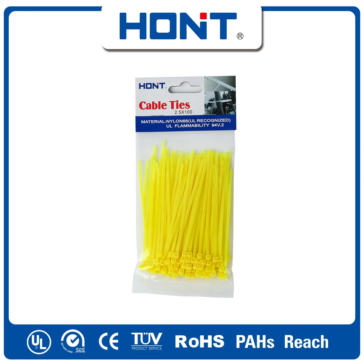 ISO Approved Self-Locking Tie Hont Plastic Bag + Sticker Exporting Carton/Tray Nylon Cable Accessories