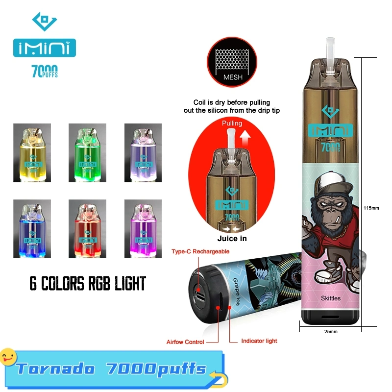 Randm Tornado 7000 8000 9000 puffs 7K 8K 9K jetable VAPE Pen Alibaba Puff distributeurs