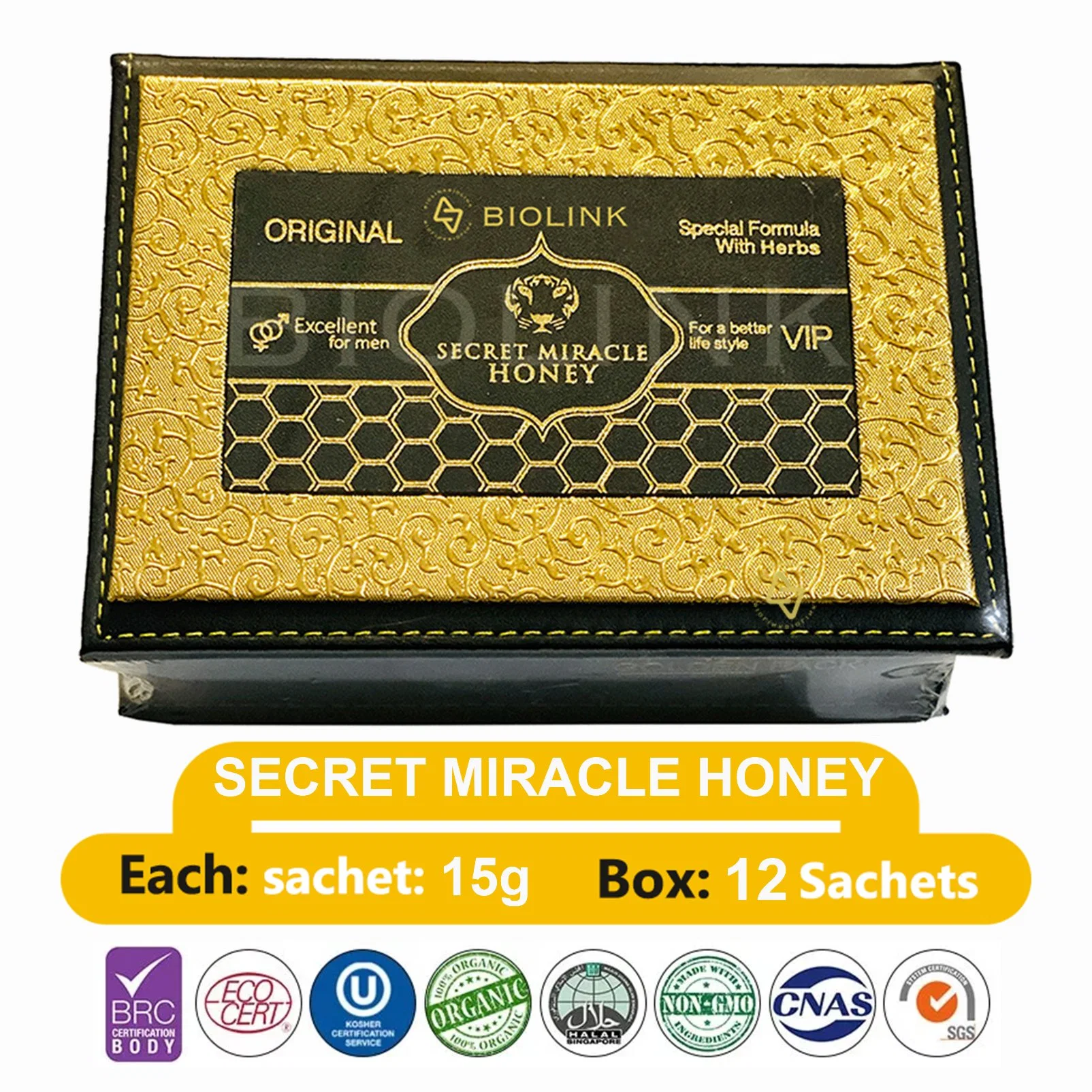 Single Serving Rhino VIP Honey efecto positivo Mayoreo Royal Honey 12 Sachets-20