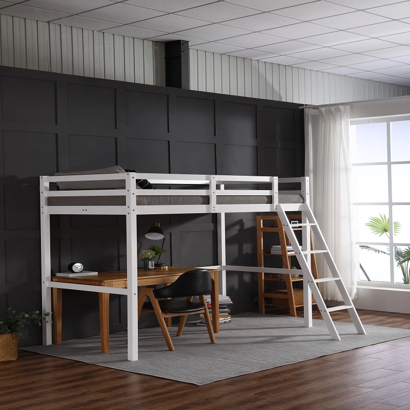 La moderna familia simple de madera maciza Muebles de dormitorio cama doble altura pie