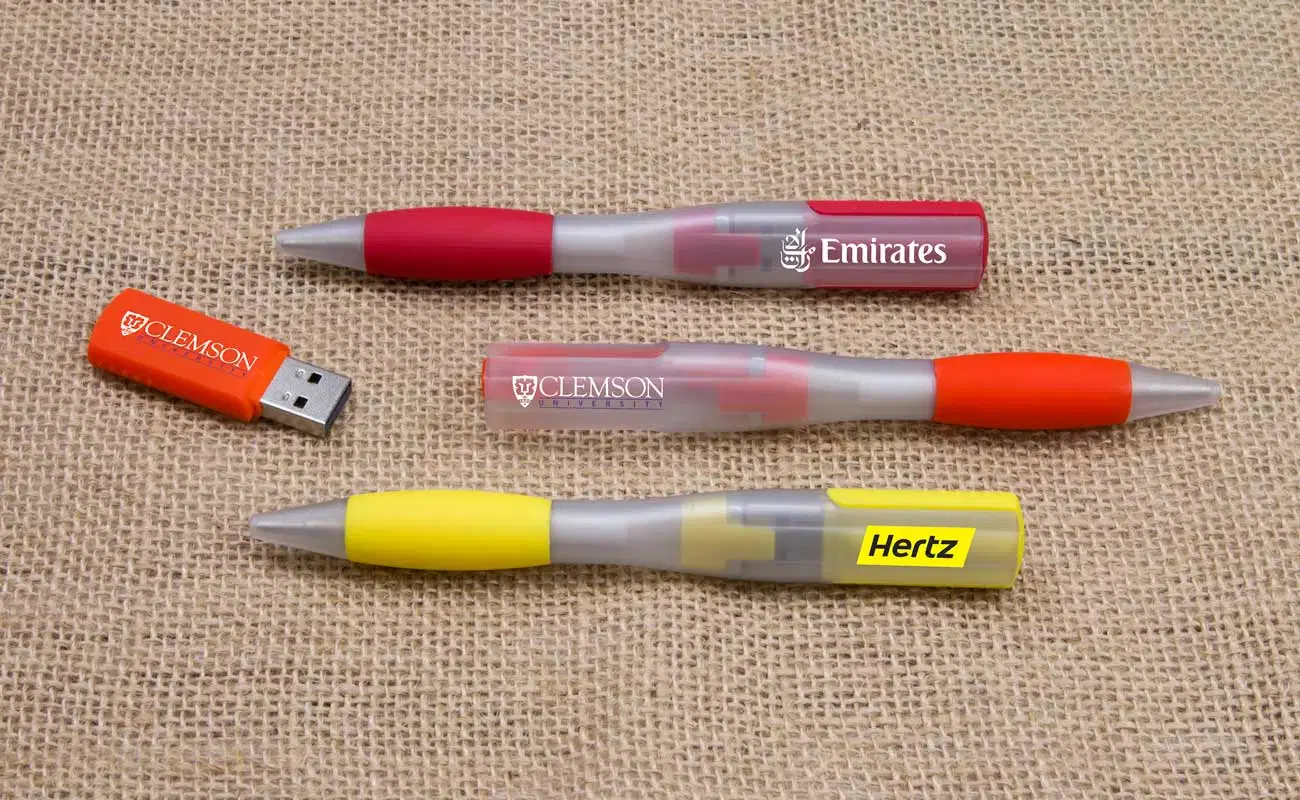 Exhibition Marketing Advertising Giveaway Gifts Promotional Ball Point Pen Memorias USB Flash Thumb Drive 16GB