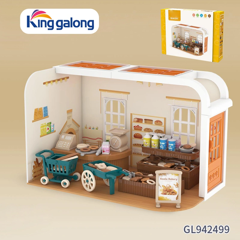 Faça uma brincadeira de fantasia na loja de padaria modelo miniatura boneca pequena DIY House Set Kid Role Agrupar brinquedos