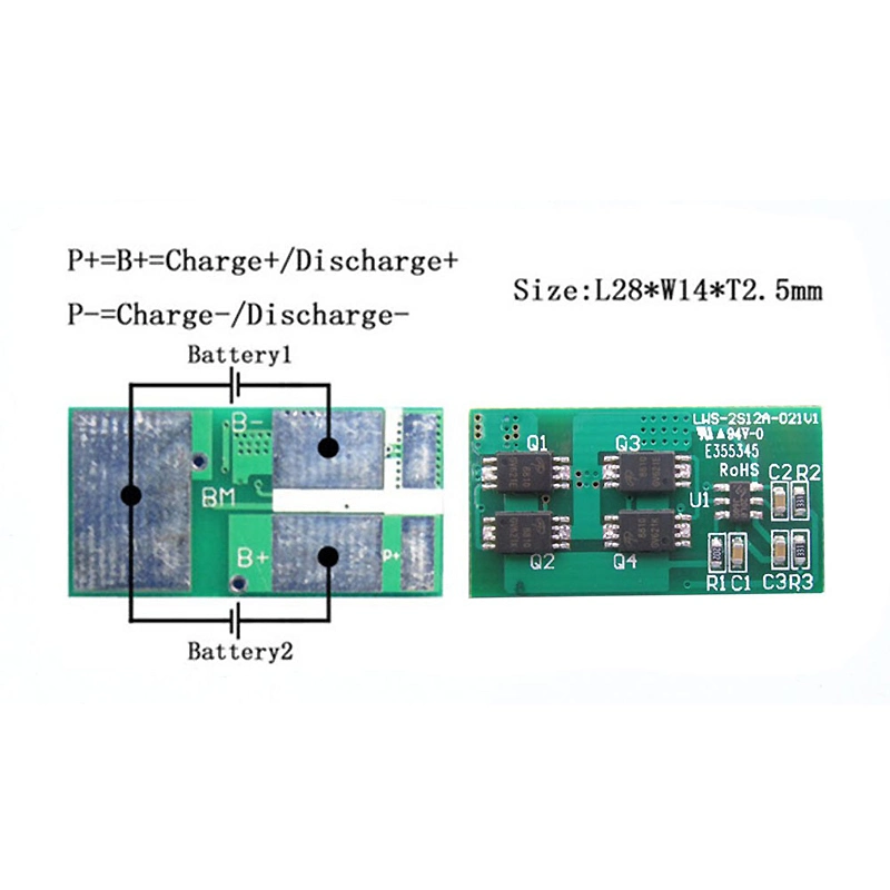 2S 12A Módulo de Circuito de Protección de Batería de Litio para 7,2V 7,4V BMS