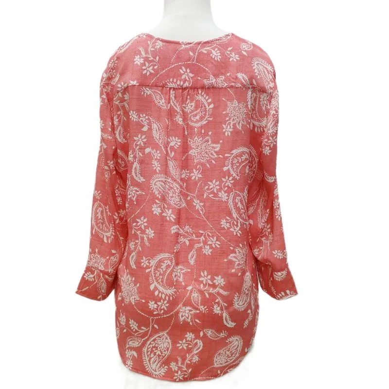 Women Printed Shirt Ladies Girl Fashion Woven V Neck Clothing Shirts Blouse