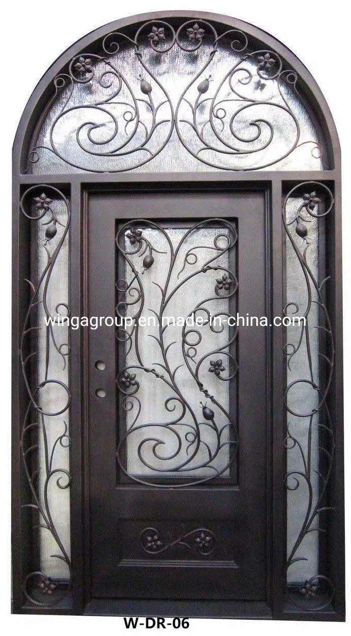 New Arc Wrought Iron Security Steel Glass Entry Door W-Dr-01