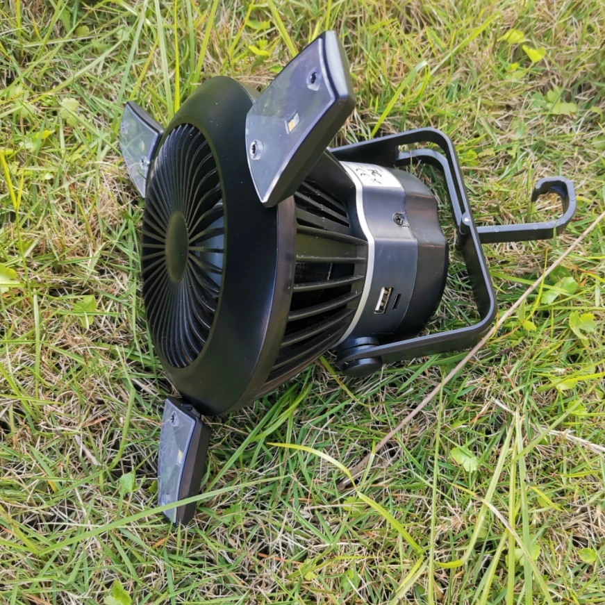 Portable Solar Camping Fan with LED Light