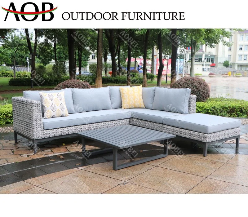 Modern Outdoor Garden Patio Hotel Home Rattan Wicker Leisure L Shape Corner Lounge Sofa Furniture