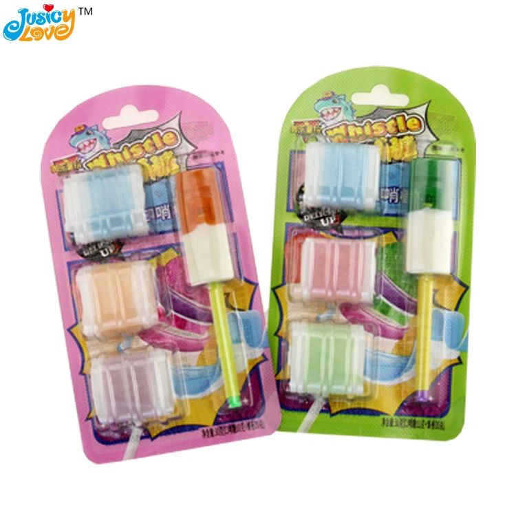 Interesting Whistle Lollipop Fruit Flavor Roll Soft Gummy Candy Mix 2 Types Music Toy Candy