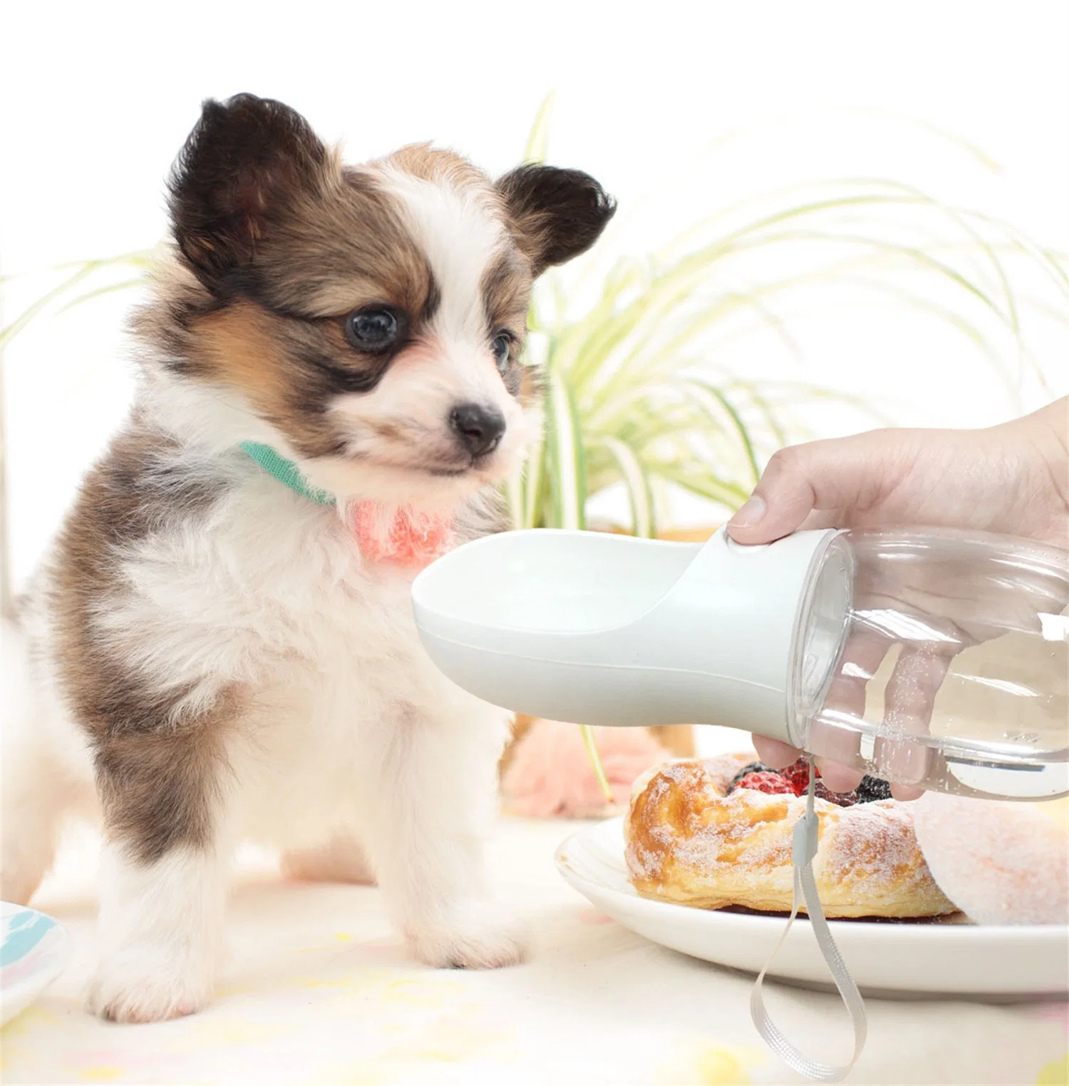 Venta al por mayor calidad de alimento PC mascotas viajando al aire libre portátil botella alta Botella de calidad para mascotas