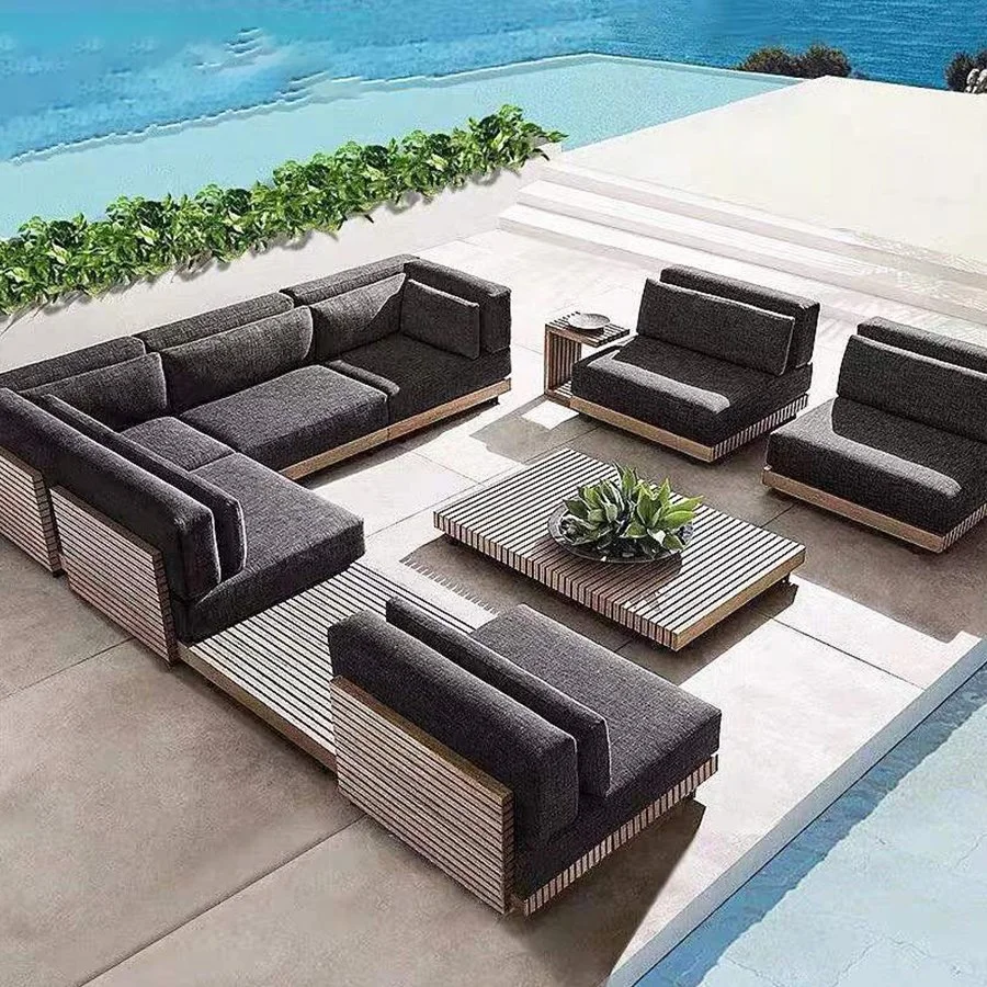 El francés moderno de muebles de exterior proyecto hotelero de madera maciza mobiliario de jardín sofá