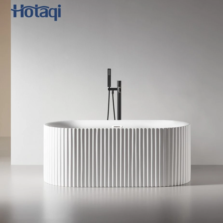 Hotaqi Bathroom Australia Acrylic Hot Sell Freestanding Stripes Fluted Bathtub